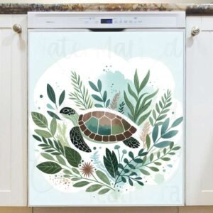 Boho Turtle in the Sea Magnetic Dishwasher Door Cover