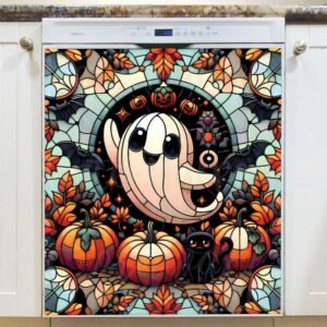 Stained Glass Halloween Ghost Magnetic Dishwasher Door Cover