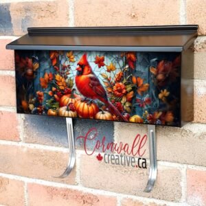 Stained Glass Autumn Cardinal Wall-mounted Townhouse Mailbox Cover