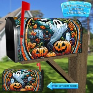 Stained Glass Halloween Ghosts Rural Farm Mailbox Cover