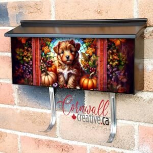 Stained Glass Autumn Puppy Wall-mounted Townhouse Mailbox Cover