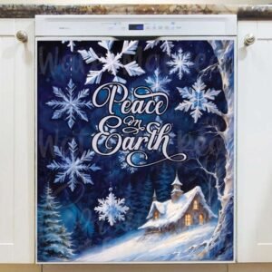 Beautiful Winter Cabin in the Woods Magnetic Dishwasher Door Cover