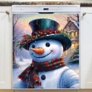 Adorable Christmas Snowman at the Cottage Magnetic Dishwasher Door Cover