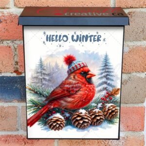 Christmas Cardinal Greetings Colonial Mailbox Cover