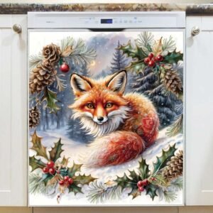 Little Winter Fox in the Snow Magnetic Dishwasher Door Cover
