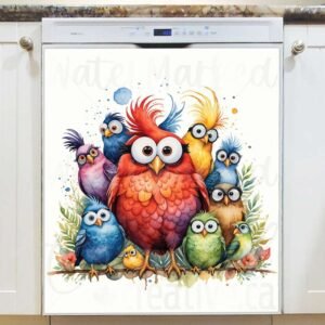 Googly Eyed Birds Magnetic Dishwasher Door Cover