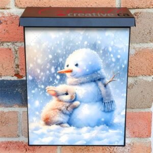 Bunny Loves Snowman! Colonial Mailbox Cover