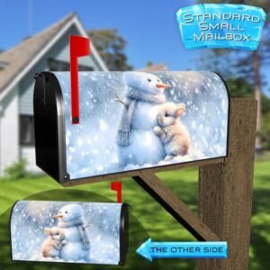 Bunny Loves Snowman! Rural Farm Mailbox Cover