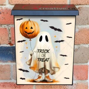 Trick or Treat Ghost Colonial Mailbox Cover