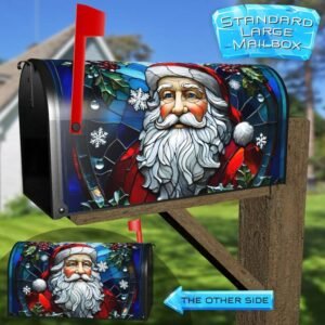 Stained Glass Santa Claus 2 Rural Farm Mailbox Cover