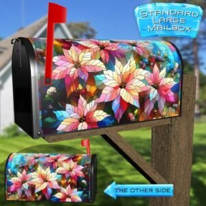 Stained Glass Pastel Poinsettias Rural Farm Mailbox Cover
