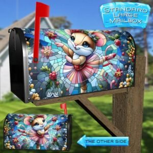 Stained Glass Ballerina Mouse Rural Farm Mailbox Cover