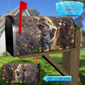 Cute Kitten with Dandelions Rural Farm Mailbox Cover