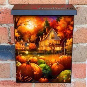 Autumn Night at the Village Colonial Mailbox Cover