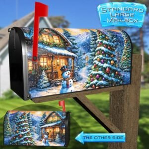 Christmas Snowman at the Cabin Rural Farm Mailbox Cover