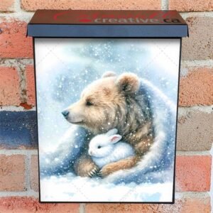 Winter Bunny and Bear Colonial Mailbox Cover
