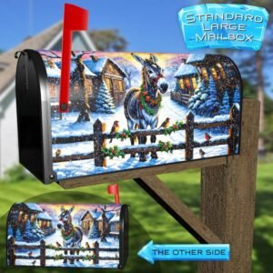 Christmas Farmhouse Donkey Rural Farm Mailbox Cover