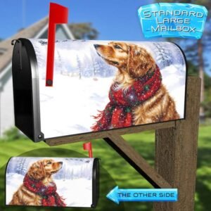 Puppy Waiting for Santa Rural Farm Mailbox Cover