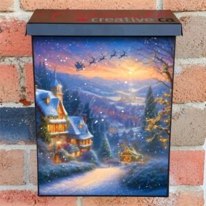 Snowy Christmas Morning Colonial Mailbox Cover