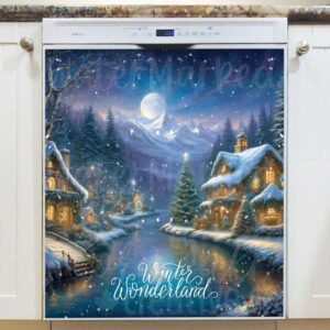 Winter Wonderland Village Magnetic Dishwasher Door Cover