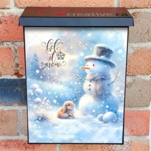 Let it Snow Snowman and Bunny Colonial Mailbox Cover