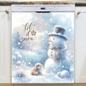 Let it Snow Snowman and Bunny Magnetic Dishwasher Door Cover