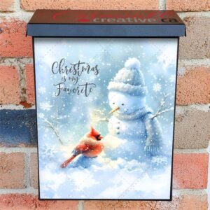 Cute Christmas Snowman and Cardinal Colonial Mailbox Cover