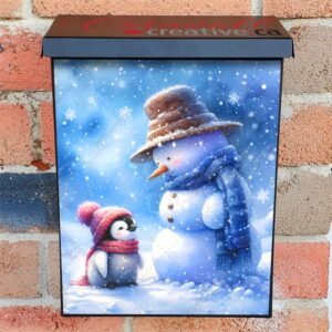 Cute Penguin and Snowman Colonial Mailbox Cover