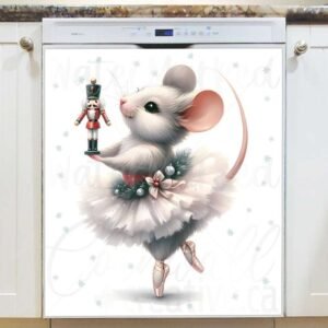 Christmas Ballerina Mouse and Nutcracker Magnetic Dishwasher Door Cover