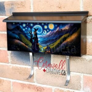 Starry Night Halloween Witch Wall-mounted Townhouse Mailbox Cover