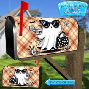 Fabulous Halloween Ghost with a Cocktail  Rural Farm Mailbox Cover