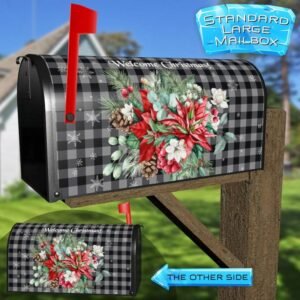Farmhouse Christmas Bouquet Rural Farm Mailbox Cover