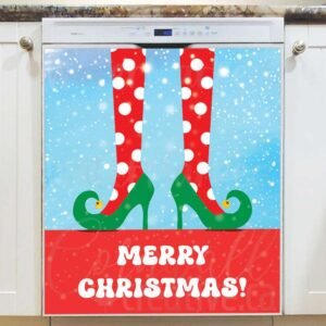 Cute Christmas Elf Legs 2 Magnetic Dishwasher Door Cover