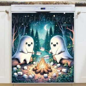 Halloween Ghosts Roasting Marshmallow Magnetic Dishwasher Door Cover