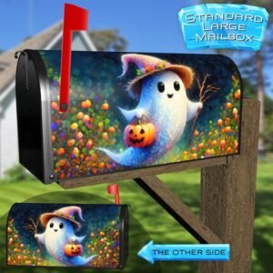 Colorful Halloween Ghost Rural Farm Mailbox Cover