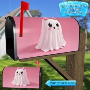 Cute Halloween Ghost with a Pink Bow Rural Farm Mailbox Cover