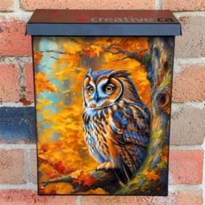 Beautiful Owl in the Autumn Forest Colonial Mailbox Cover