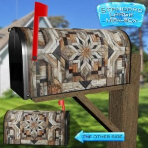Brown Farmhouse Barn Wood Quilt Rural Farm Mailbox Cover