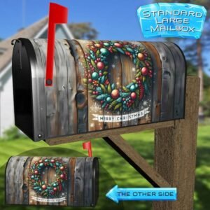 Rustic Christmas Farmhouse Wreath Rural Farm Mailbox Cover