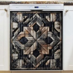 Dark Farmhouse Barn Wood Quilt Tiles Magnetic Dishwasher Door Cover
