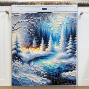 Magical Winter Night Magnetic Dishwasher Door Cover