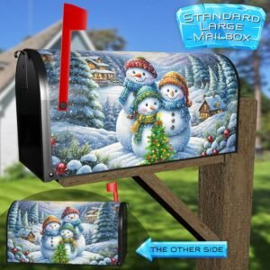 Snowman Family Christmas Rural Farm Mailbox Cover