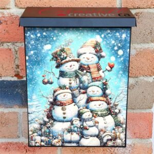 Cute Stacked Snowmen Colonial Mailbox Cover