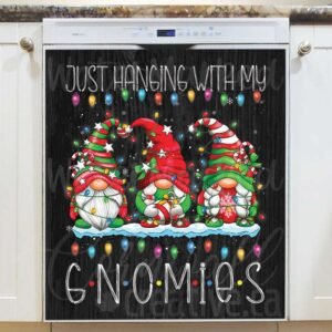 Festive Christmas Gnomes Magnetic Dishwasher Door Cover