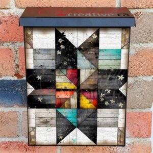 Rustic Farmhouse Barn Wood Flower Quilt Colonial Mailbox Cover
