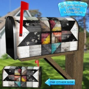Rustic Farmhouse Barn Wood Flower Quilt Rural Farm Mailbox Cover