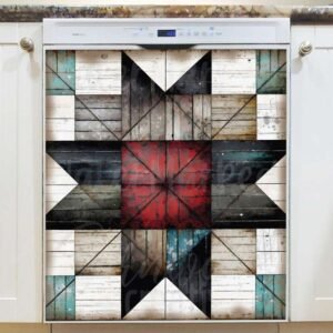 Rustic Farmhouse Barn Wood Quilt Magnetic Dishwasher Door Cover
