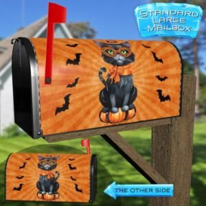 Vintage Halloween Cat Rural Farm Mailbox Cover