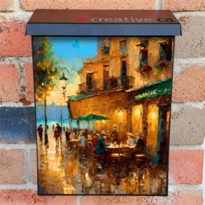 Seaside Cafe in France Colonial Mailbox Cover