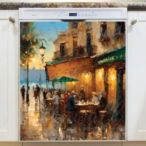 Seaside Cafe in France Magnetic Dishwasher Door Cover